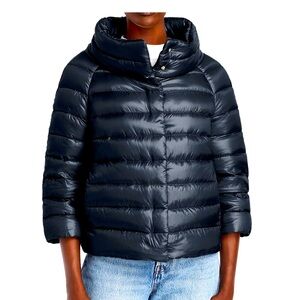 Herno Sofia Iconic Down Crop Puffer Jacket - Navy Blue